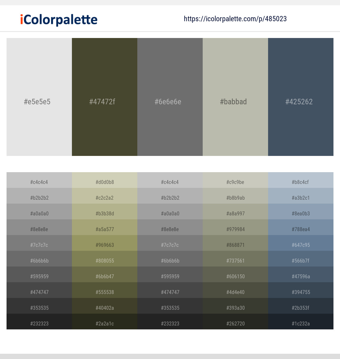 Mercury – Kelp – Dove Gray – Eagle – Fiord Color scheme