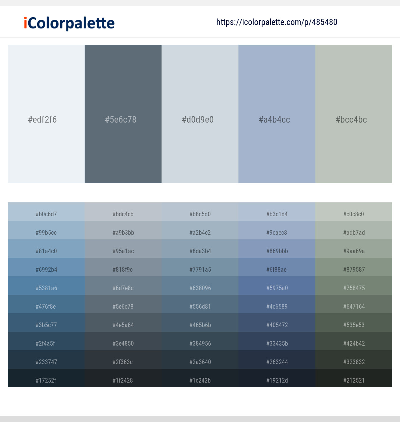 Catskill White – Nevada – Geyser – Rock Blue – Pumice Color scheme