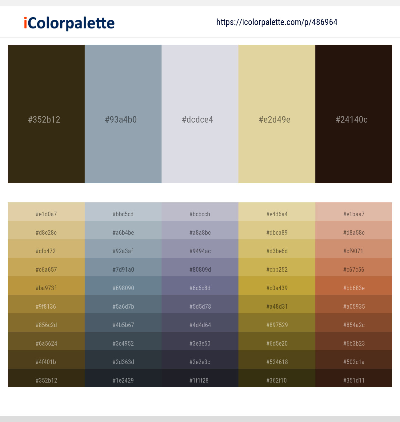 Mikado – Gull Gray – Mischka – Zombie – Coffee Bean Color scheme