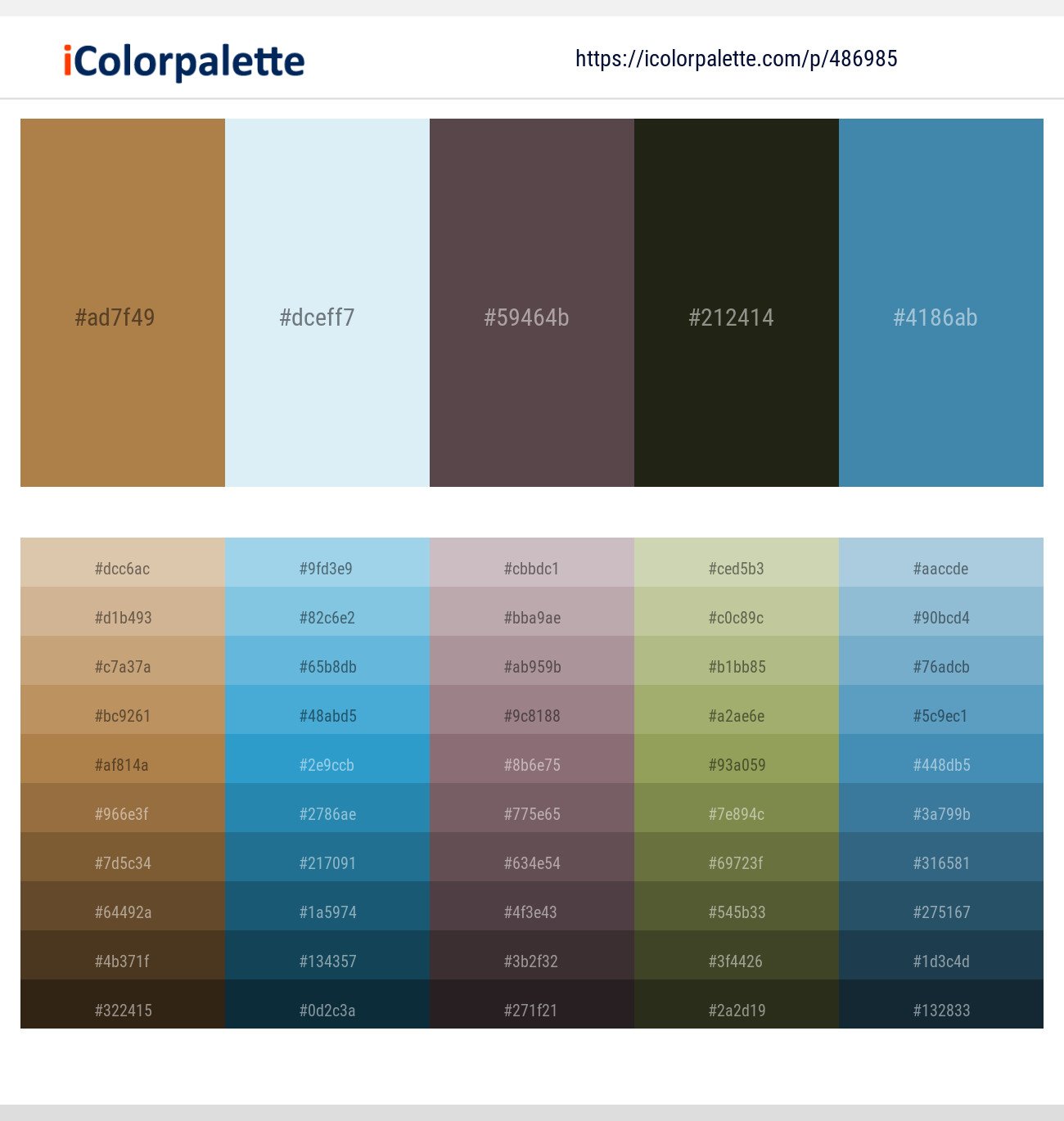 Driftwood – Link Water – Don Juan – Rangoon Green – Steel Blue Color scheme