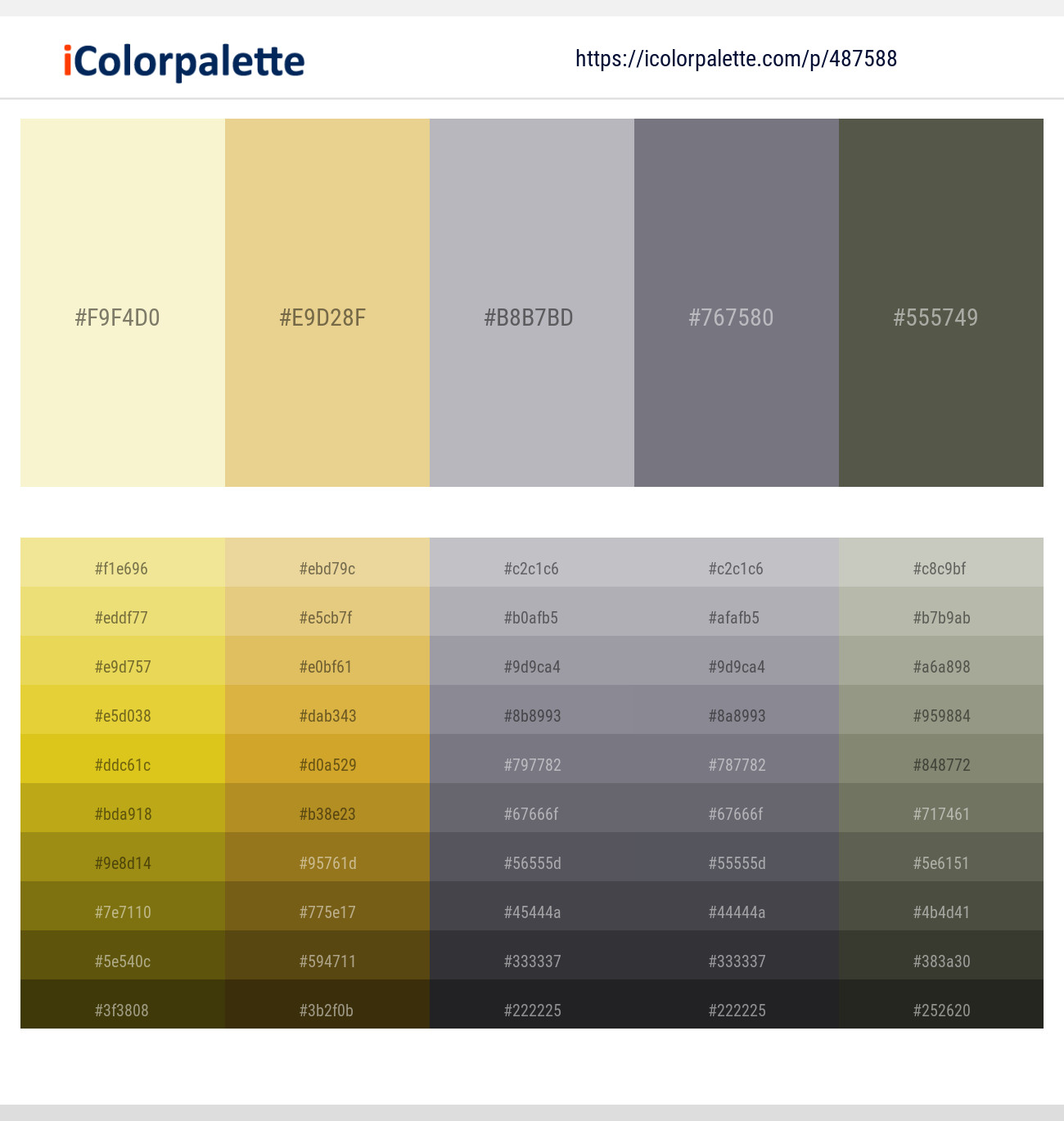 Citrine White – Putty – French Gray – Jumbo – Fuscous Gray Color scheme