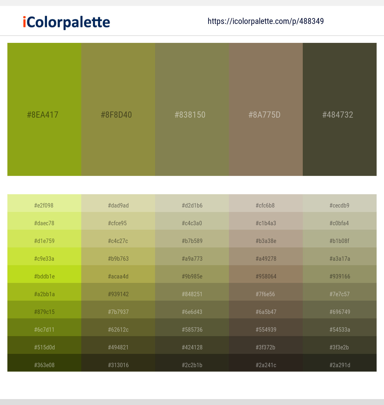 Citron – Sycamore – Shadow – Domino – Kelp Color scheme