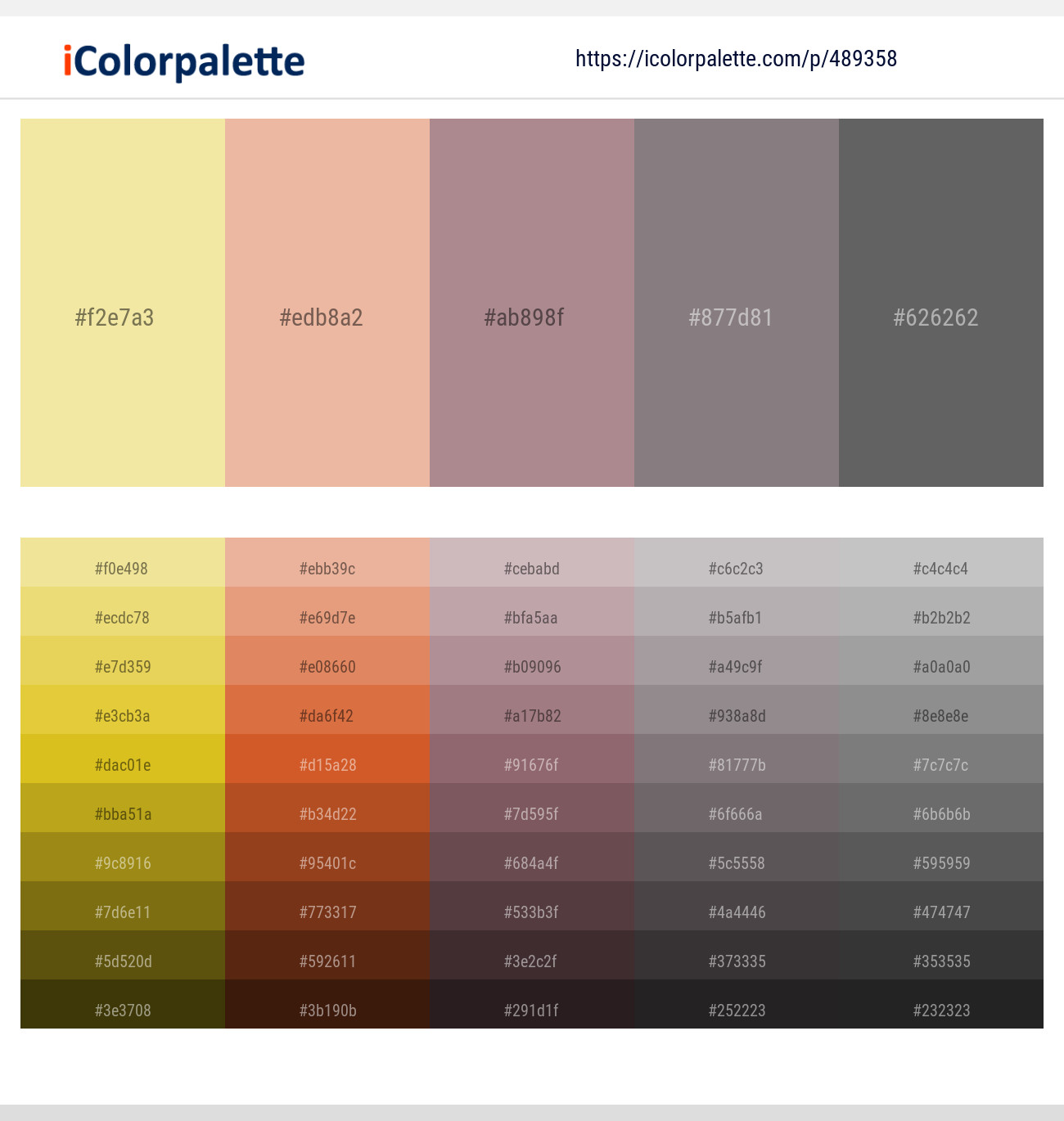 Sandwisp – Mandys Pink – Del Rio – Empress – Dove Gray Color scheme