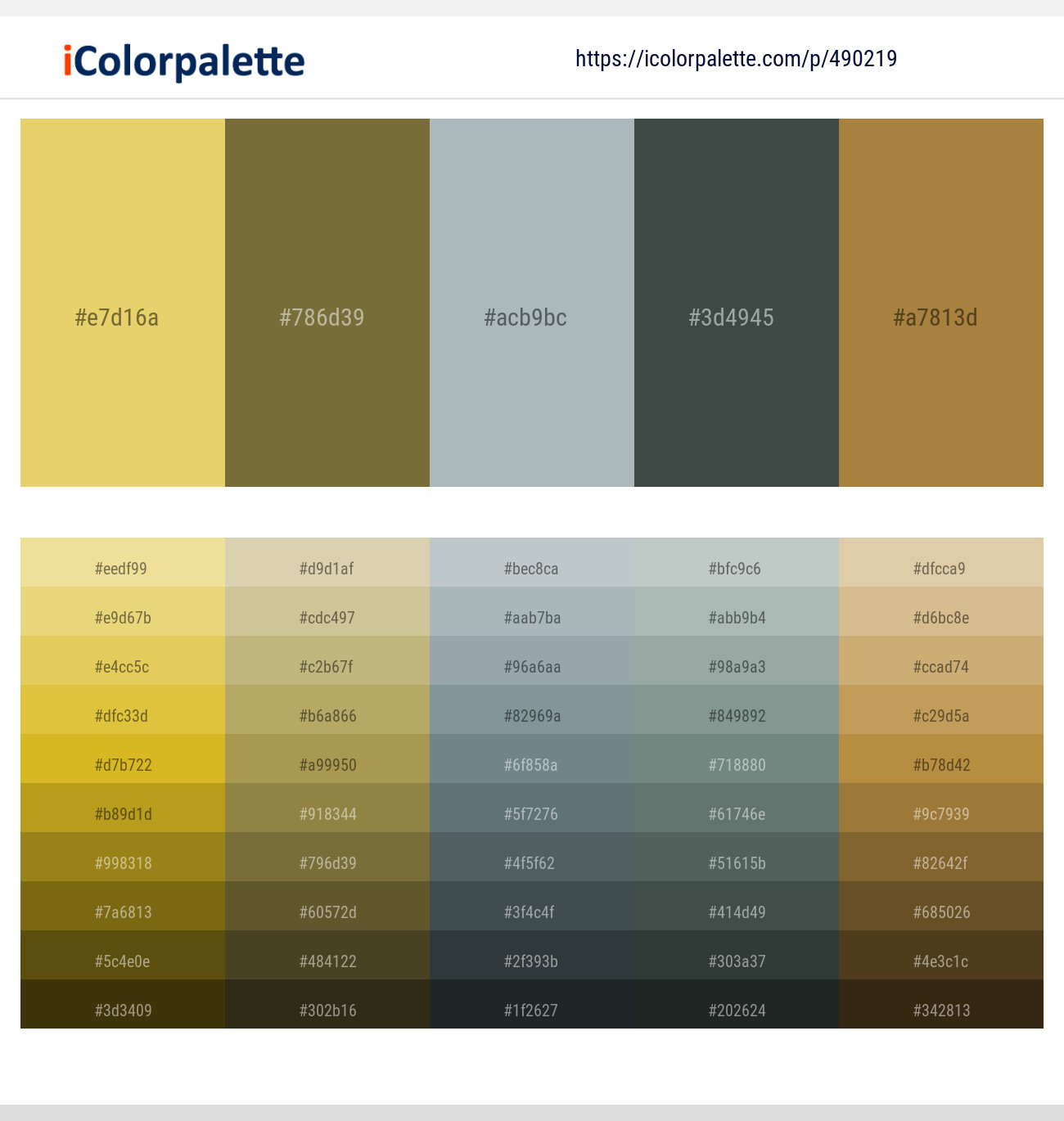 Rob Roy – Yellow Metal – Tower Gray – Cape Cod – Sycamore Color scheme