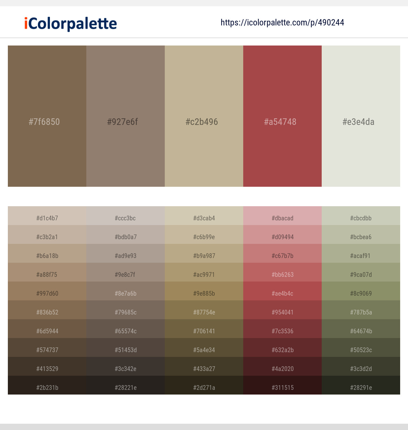 Shadow – Almond Frost – Indian Khaki – Apple Blossom – Cararra Color scheme