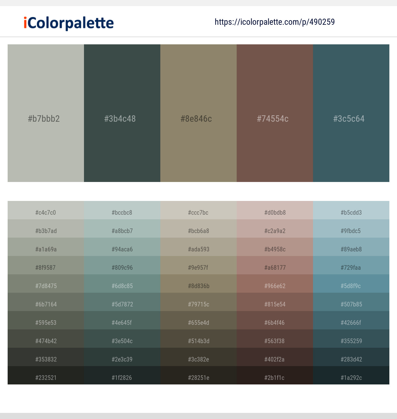 Green Spring – Cape Cod – Olive Haze – Roman Coffee – William Color scheme