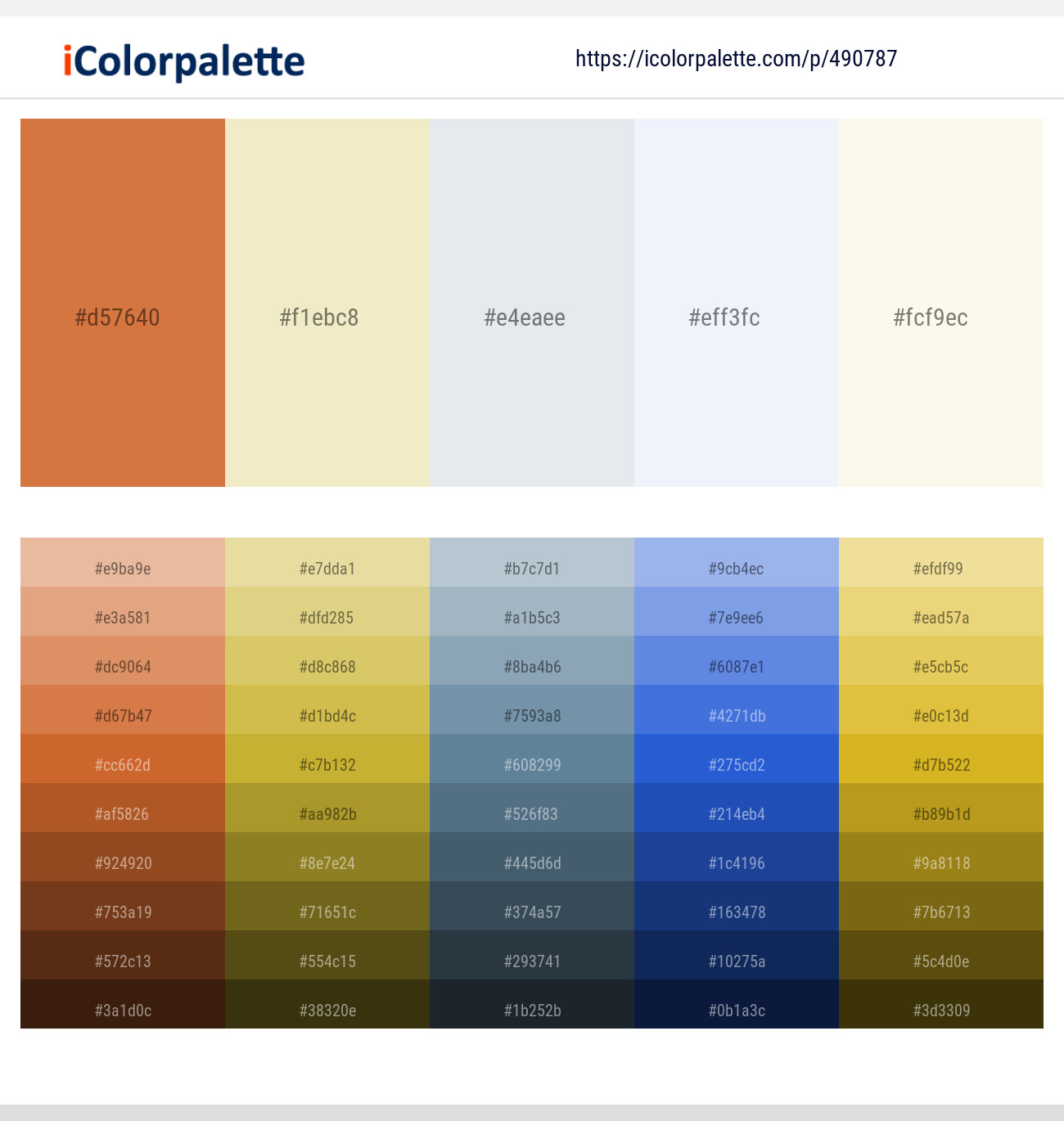 Raw Sienna – Wheatfield – Mystic – Selago – Linen Color scheme