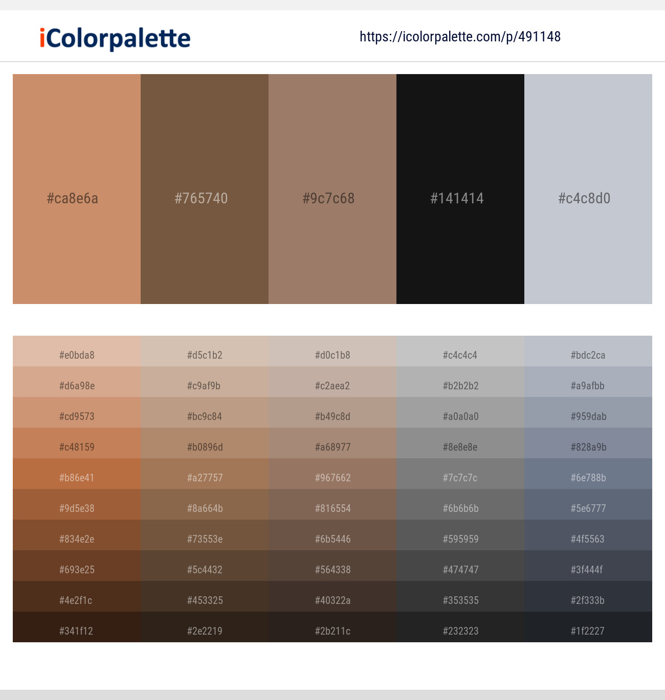 Antique Brass – Tobacco Brown – Toast – Cod Gray – Ghost Color scheme