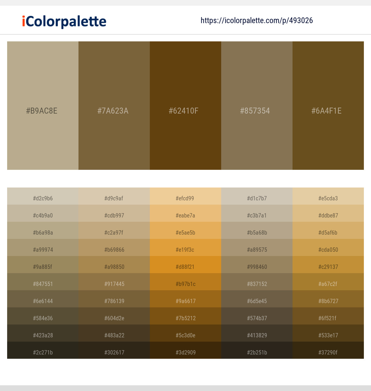 Heathered Gray – Yellow Metal – Raw Umber – Shadow – West Coast Color scheme