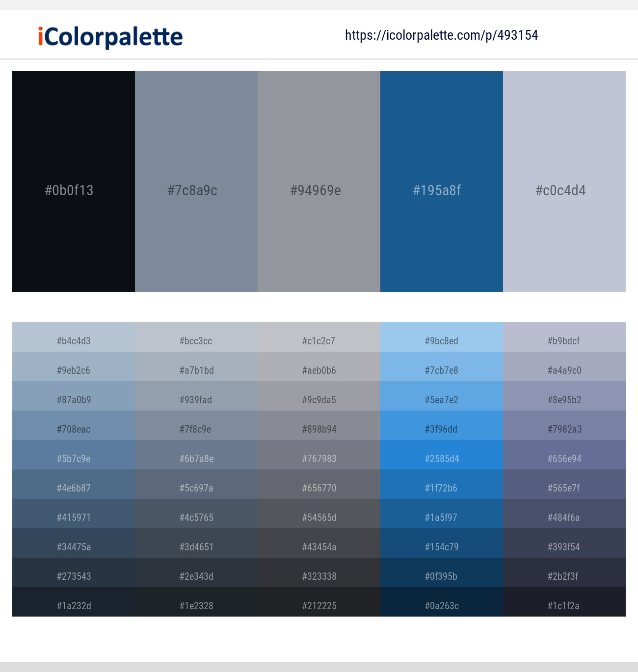Bunker – Regent Gray – Manatee – Matisse – Ghost Color scheme