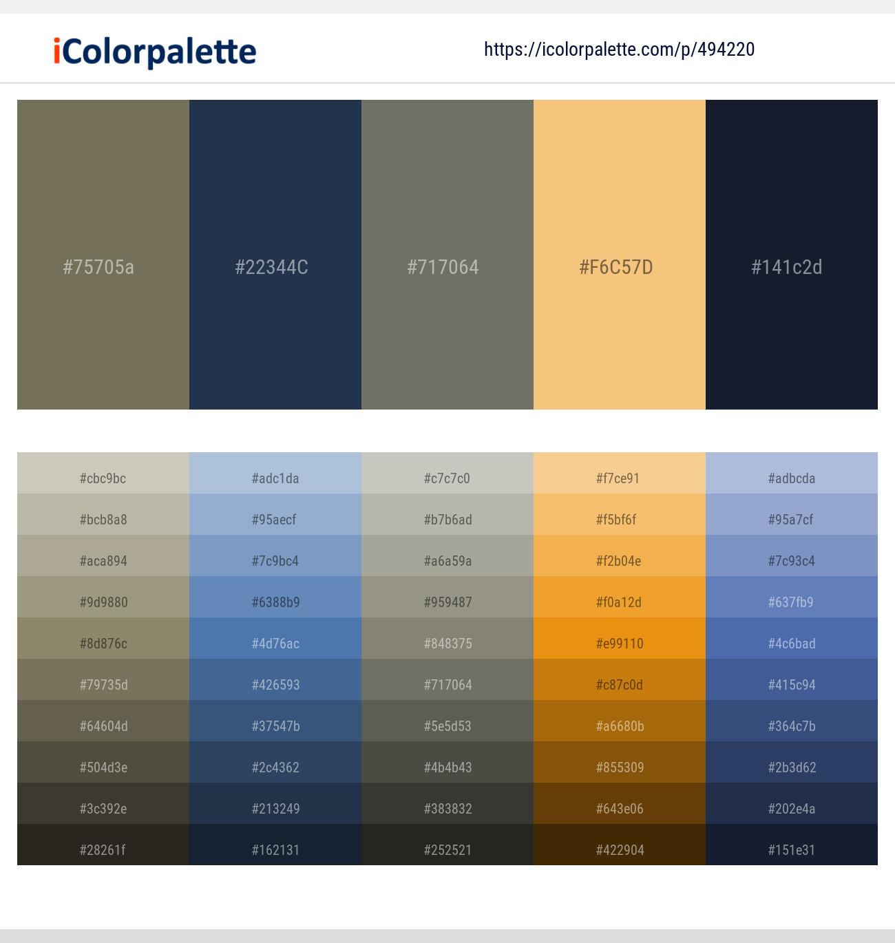 Crocodile – Cloud Burst – Flint – Rajah – Mirage Color scheme
