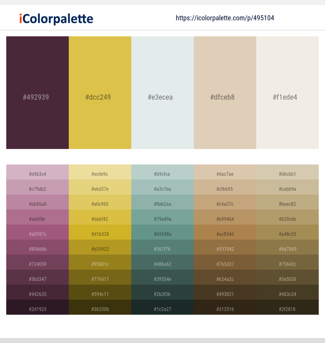 Livid Brown – Anzac – Mystic – Bone – Spring Wood Color scheme
