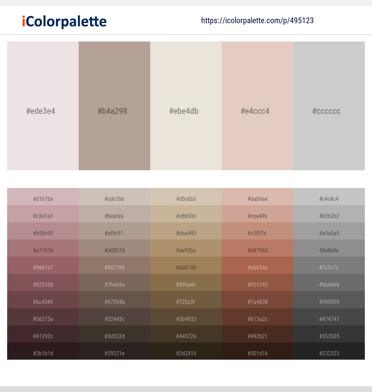 Soft Peach – Thatch – Pearl Bush – Dust Storm – Silver Color scheme