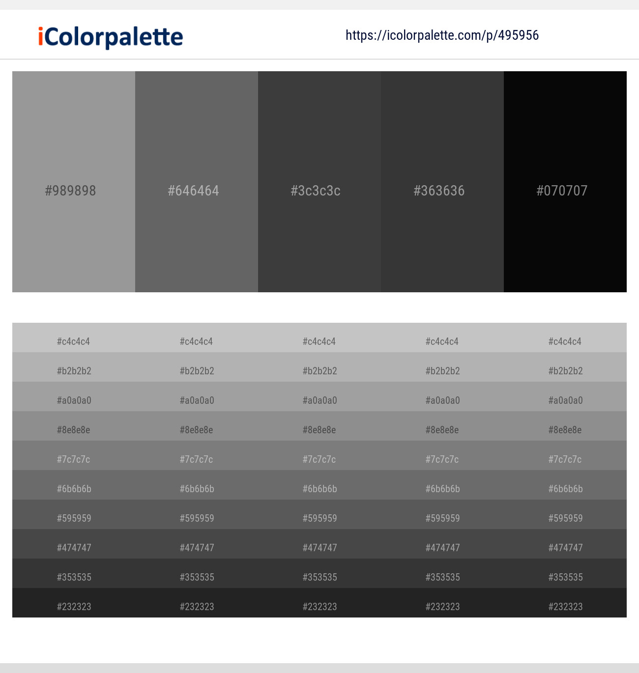 Dusty Gray – Dove Gray – Mine Shaft – Mine Shaft – Cod Gray Color scheme
