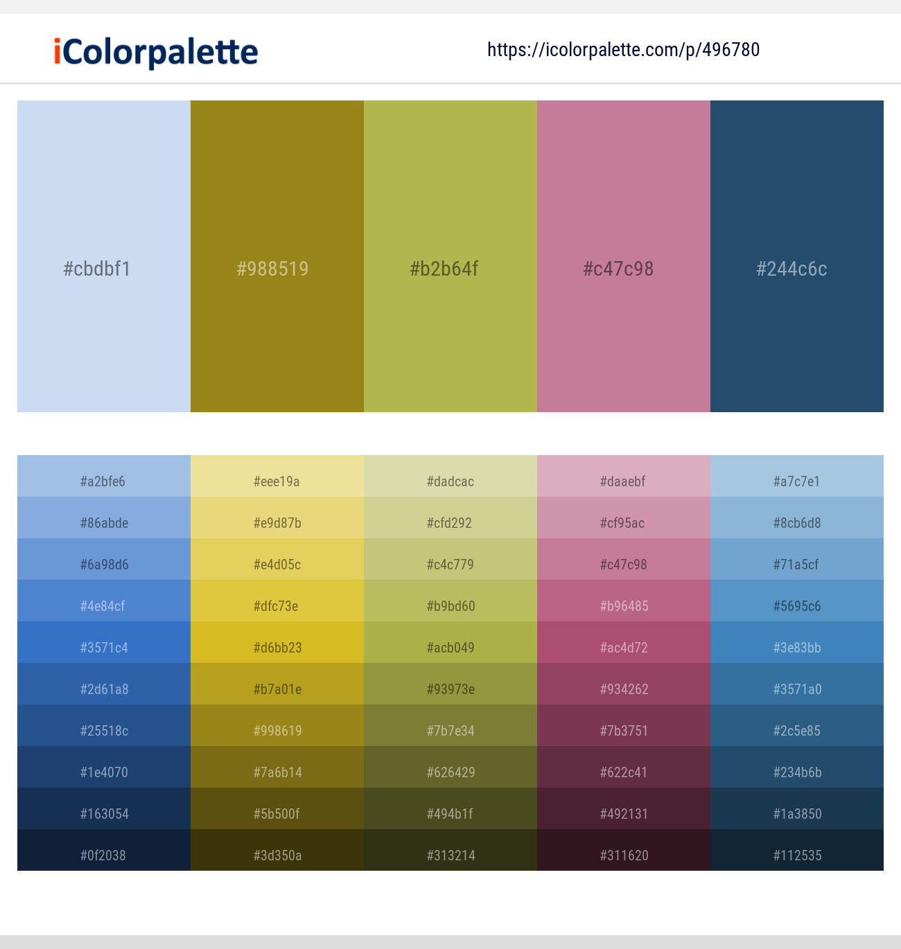 Link Water – Hacienda – Olive Green – Puce – Astronaut Color scheme