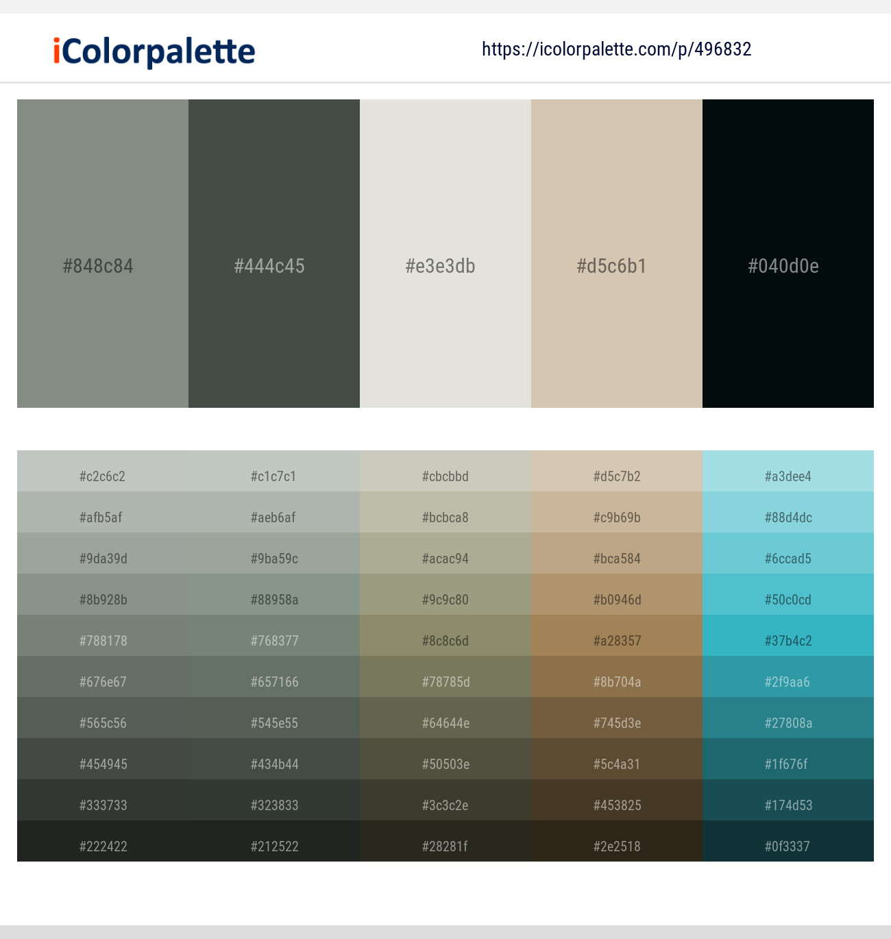 Stack – Lunar Green – Westar – Vanilla – Black Bean Color scheme