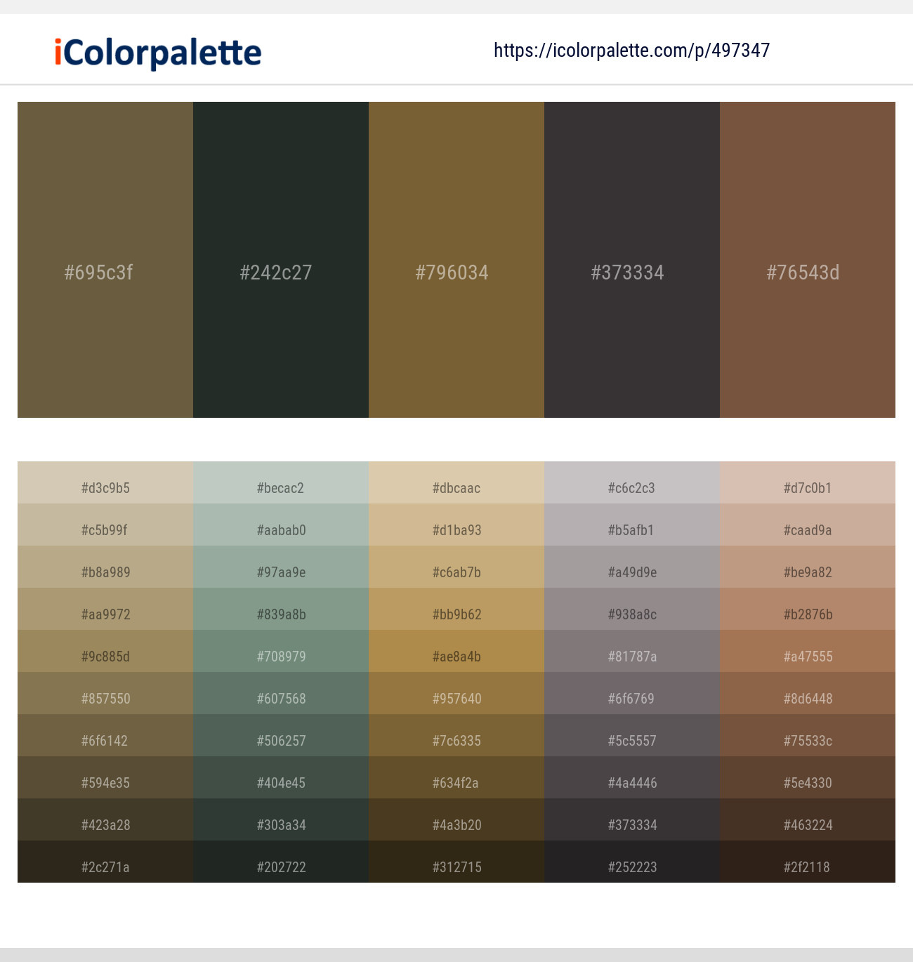 Tobacco Brown – Heavy Metal – Yellow Metal – Mine Shaft – Spicy Mix Color scheme