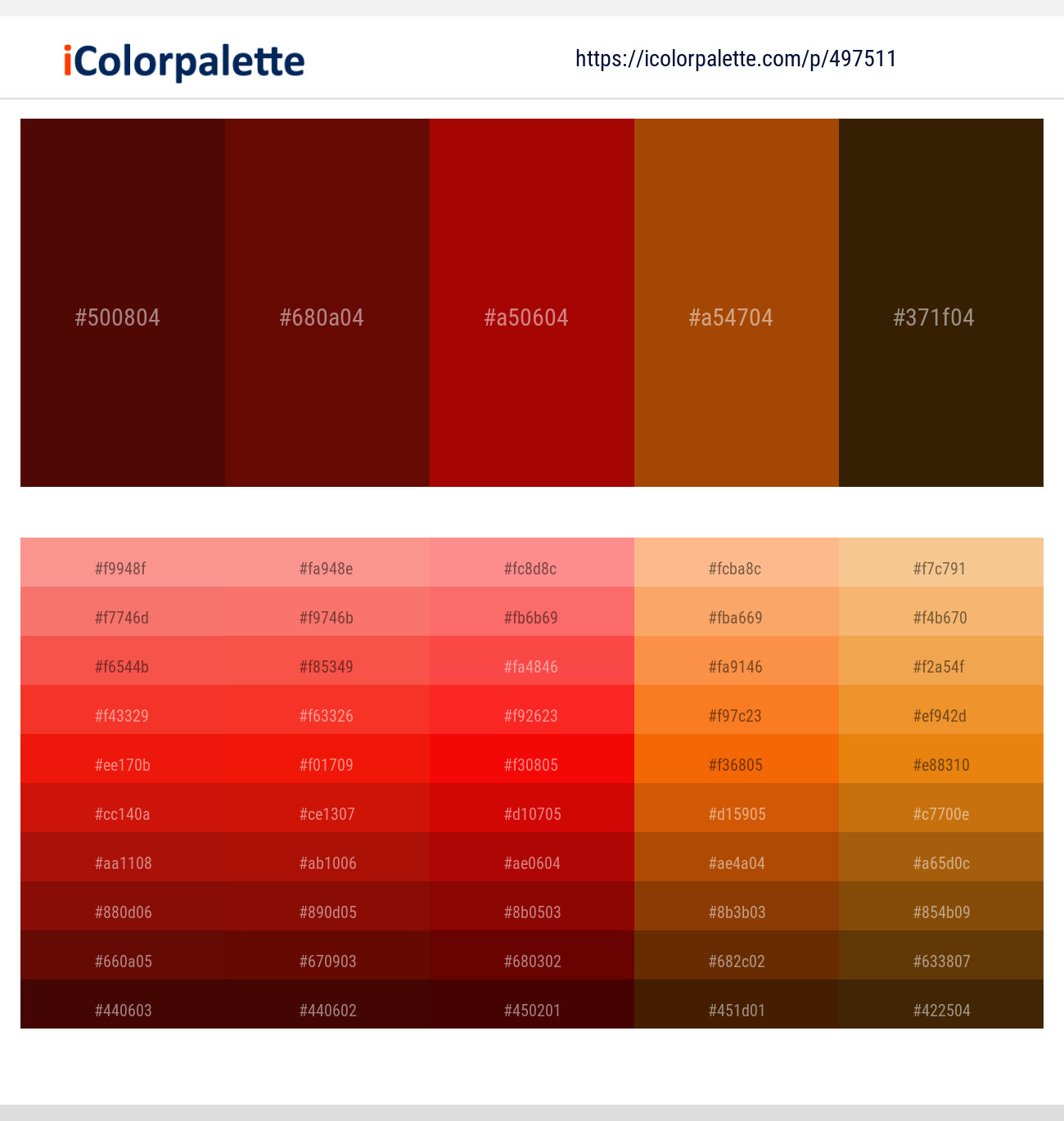 Rustic Red – Red Oxide – Bright Red – Fire – Dark Ebony Color scheme