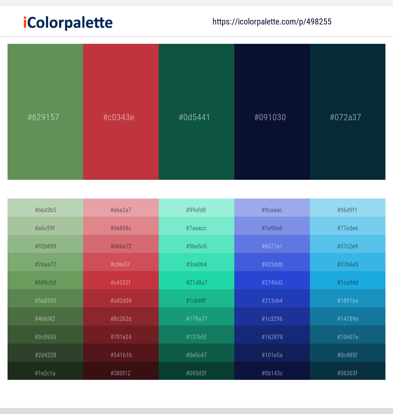 Hippie Green – Flush Mahogany – Eden – Black Pearl – Tiber Color scheme
