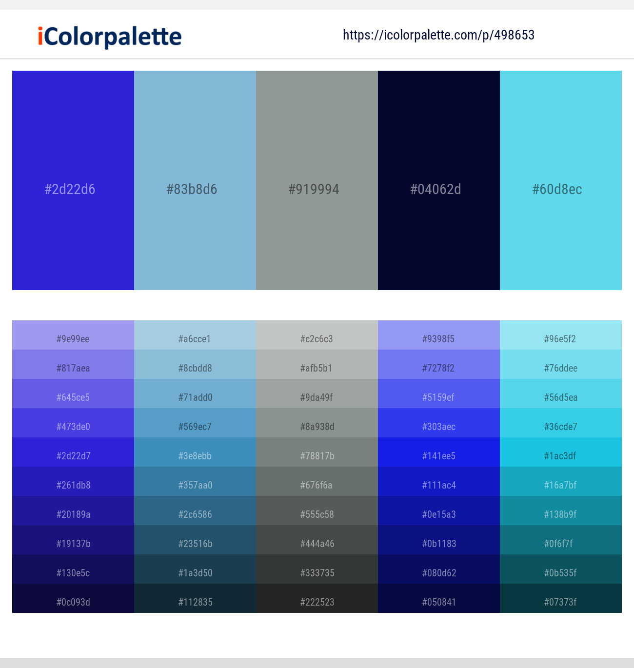Shades of Navy Blue Color Palette