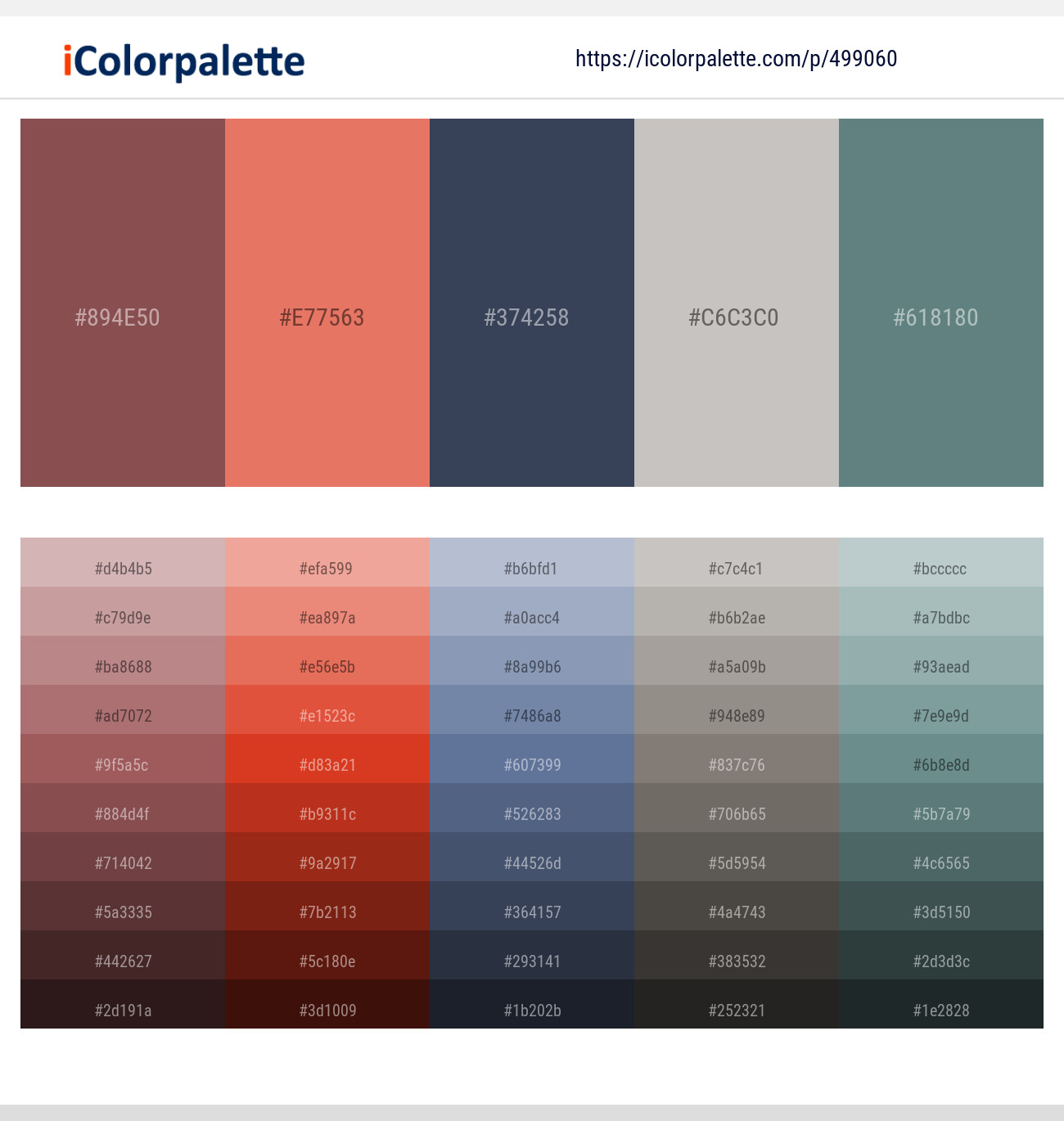 Copper Rust – Terracotta – Oxford Blue – Cloud – Juniper Color scheme
