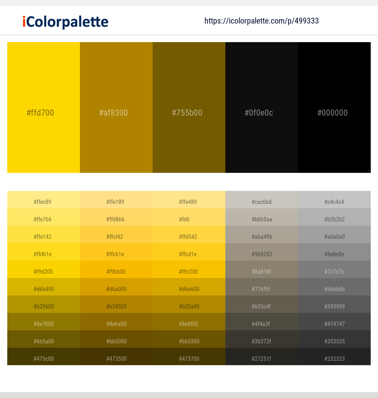 Gold – Pirate Gold – Cinnamon – Cod Gray – Black Color scheme ...