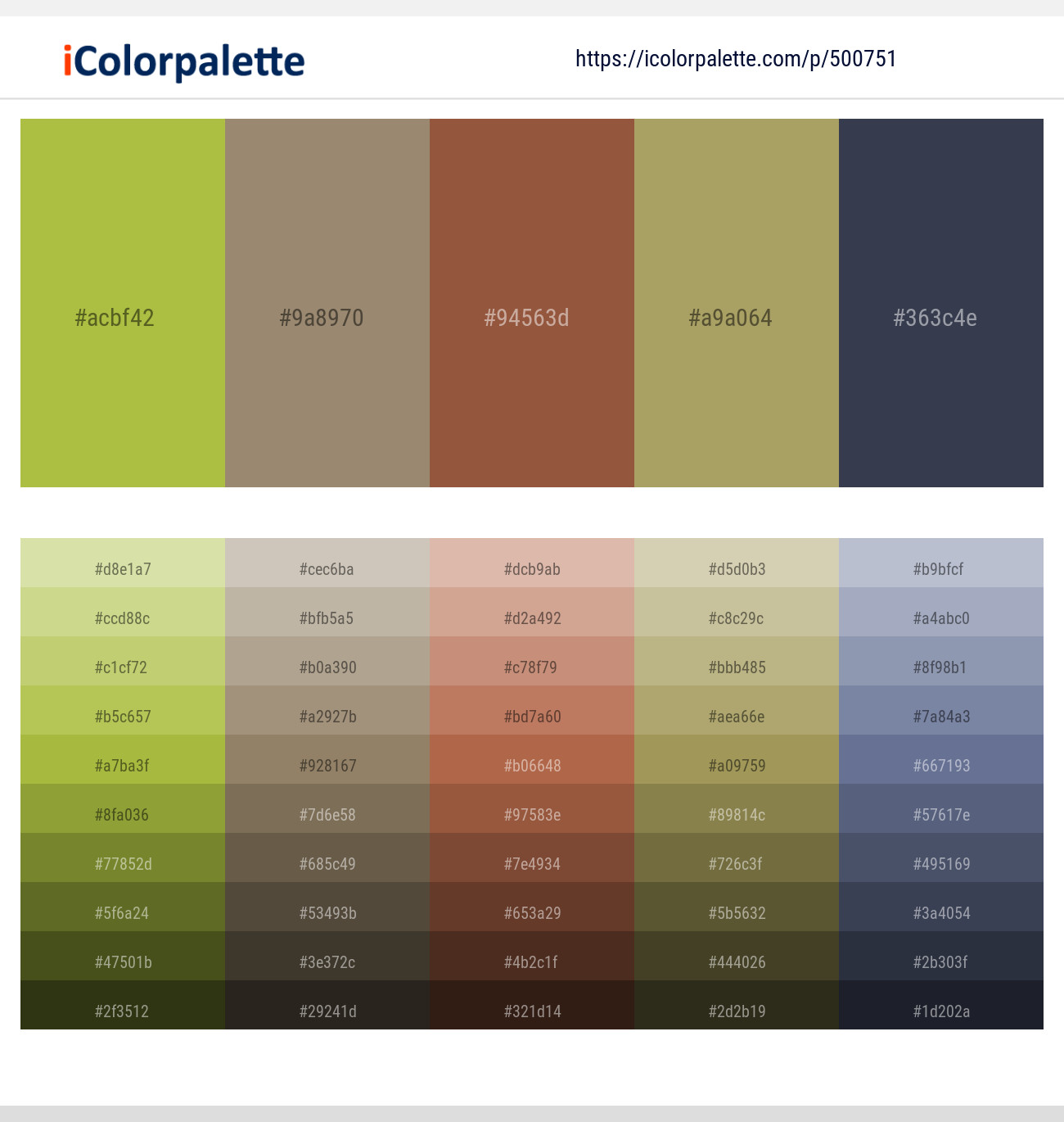 Celery – Arrowtown – Potters Clay – Teak – Bright Gray Color scheme
