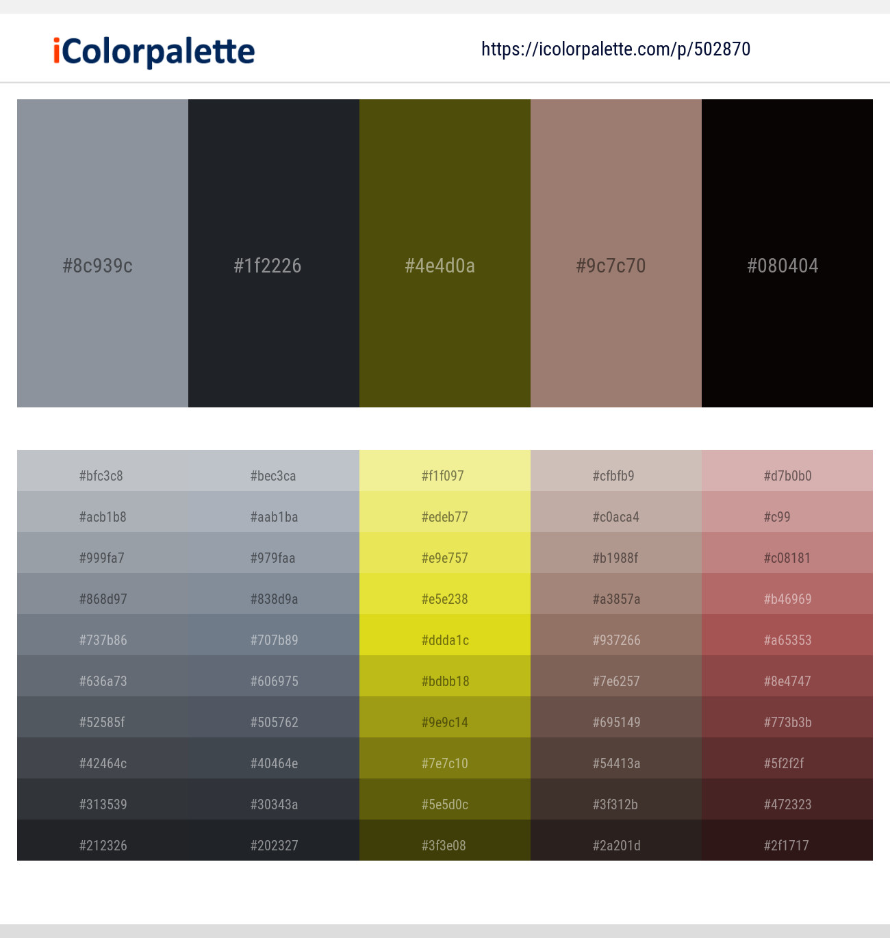 Regent Gray – Shark – Bronze Olive – Pharlap – Night Rider Color scheme