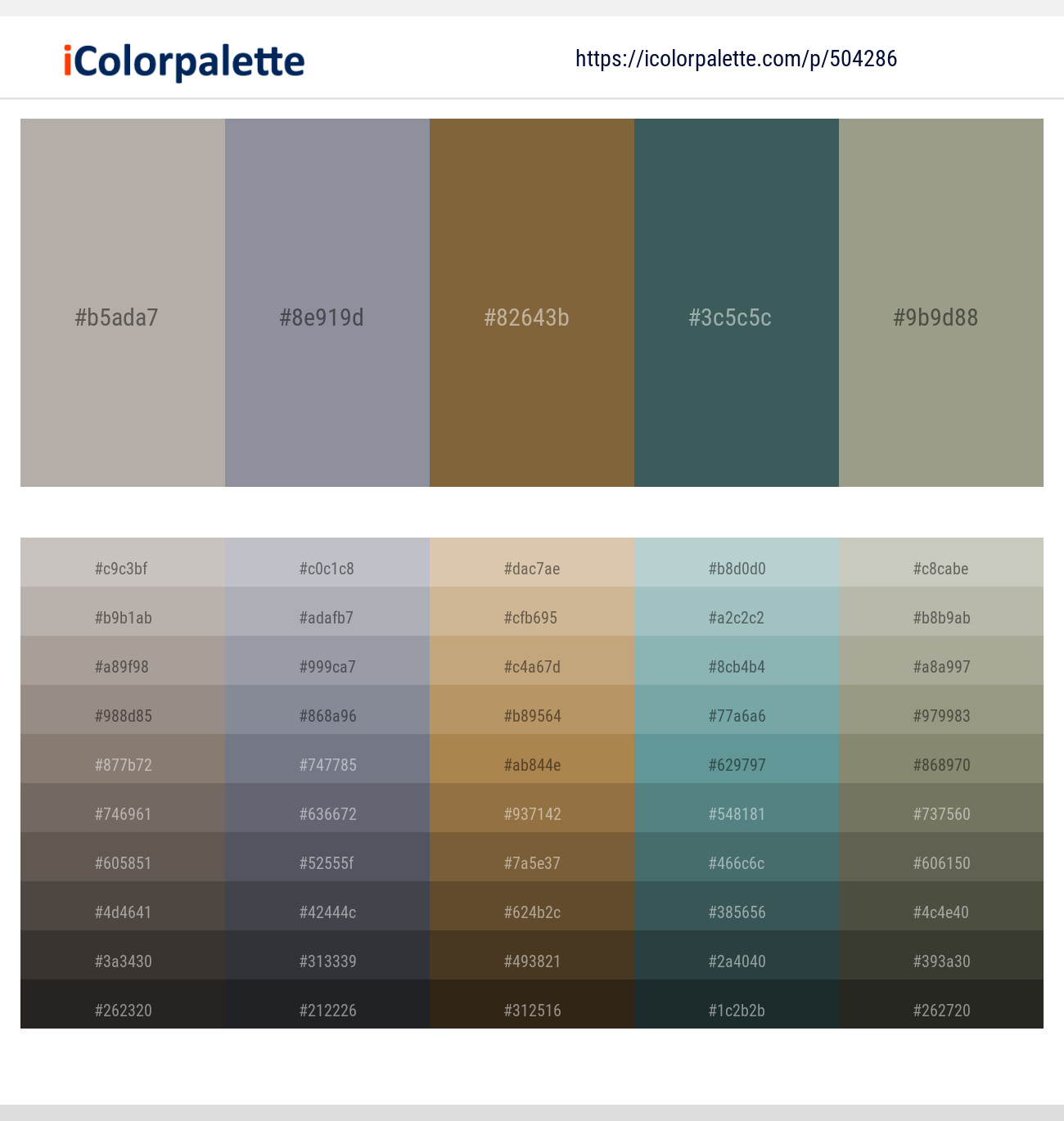 Cloudy – Manatee – Yellow Metal – Mineral Green – Lemon Grass Color scheme