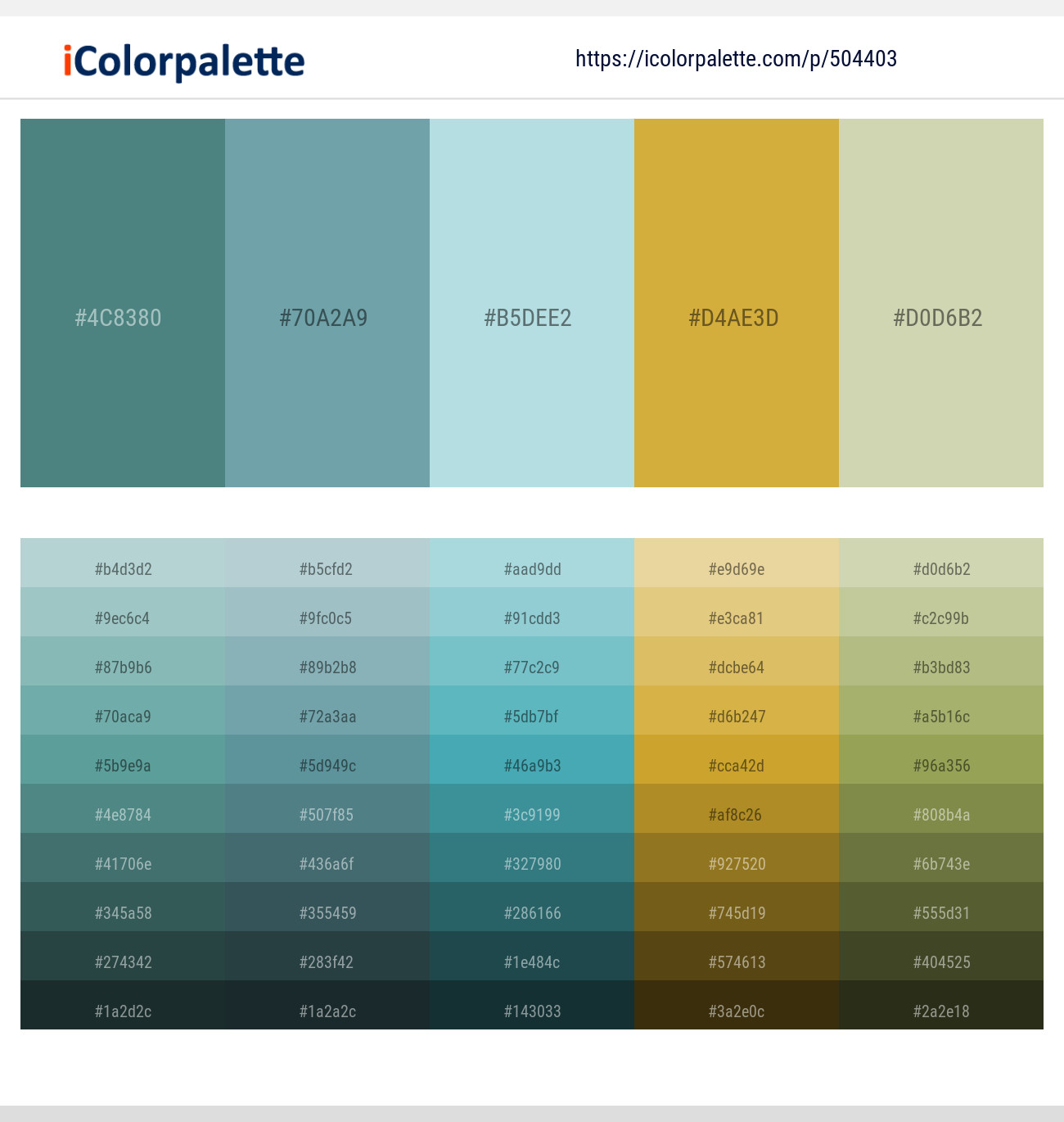 Faded Jade – Gothic – Jagged Ice – Old Gold – Green Mist Color scheme