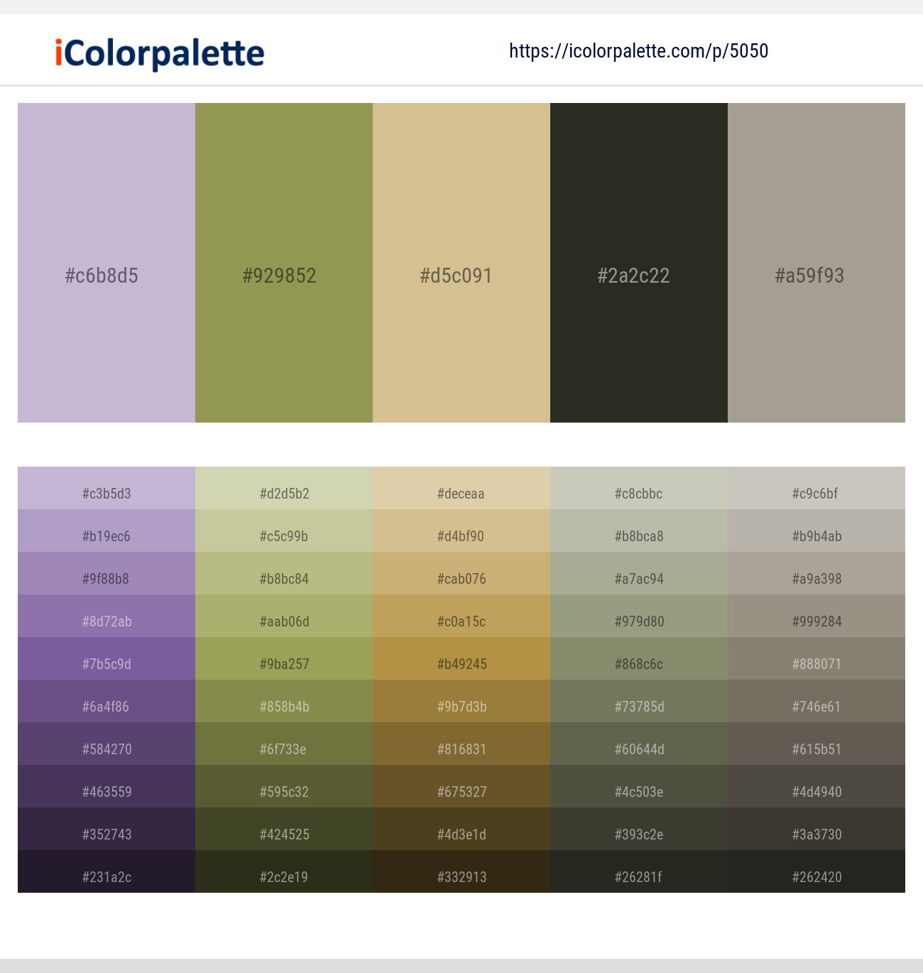 Lavender Gray – Asparagus – Straw – Rangitoto – Zorba Color scheme