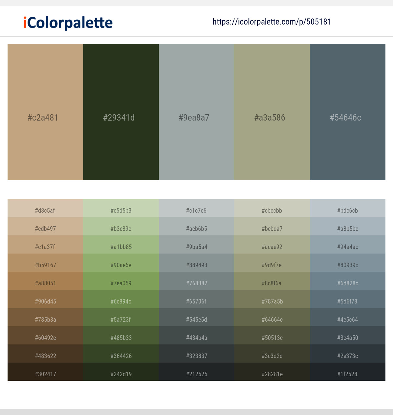 Indian Khaki – Green Kelp – Edward – Sage – Shuttle Gray Color scheme