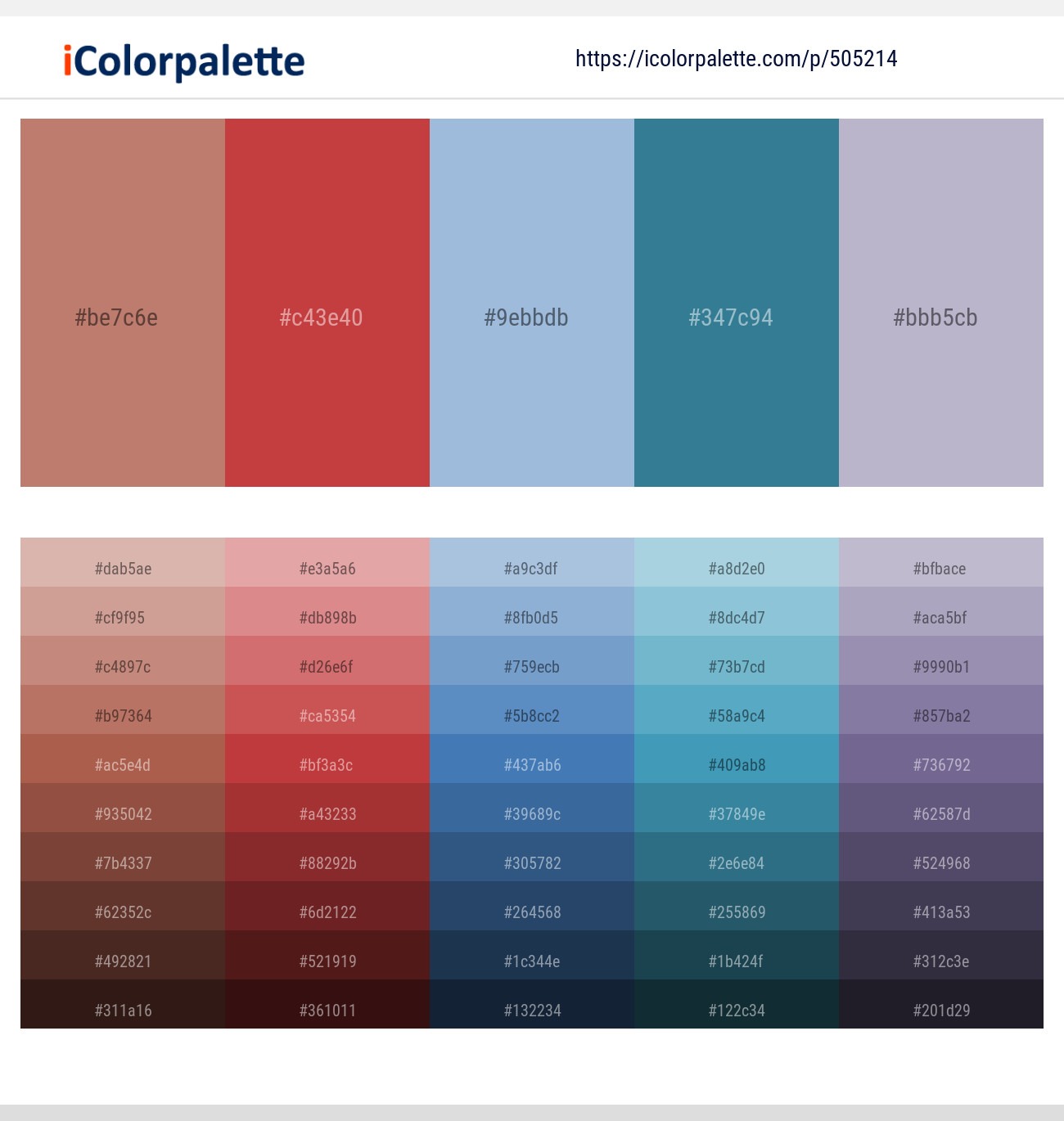 Contessa – Mojo – Pigeon Post – Calypso – Chatelle Color scheme