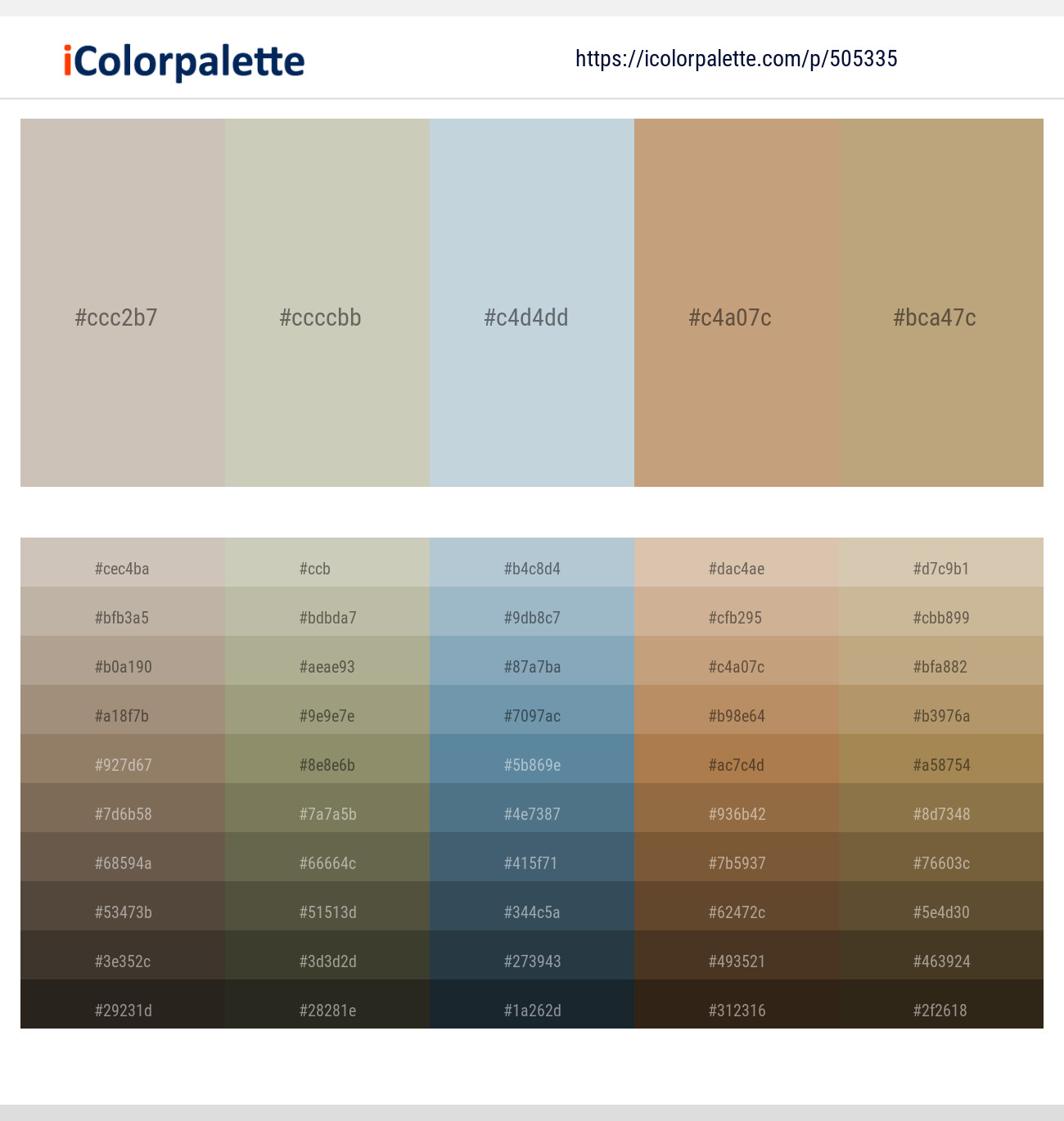 Silver Rust – Foggy Gray – Jungle Mist – Sorrell Brown – Mongoose Color scheme