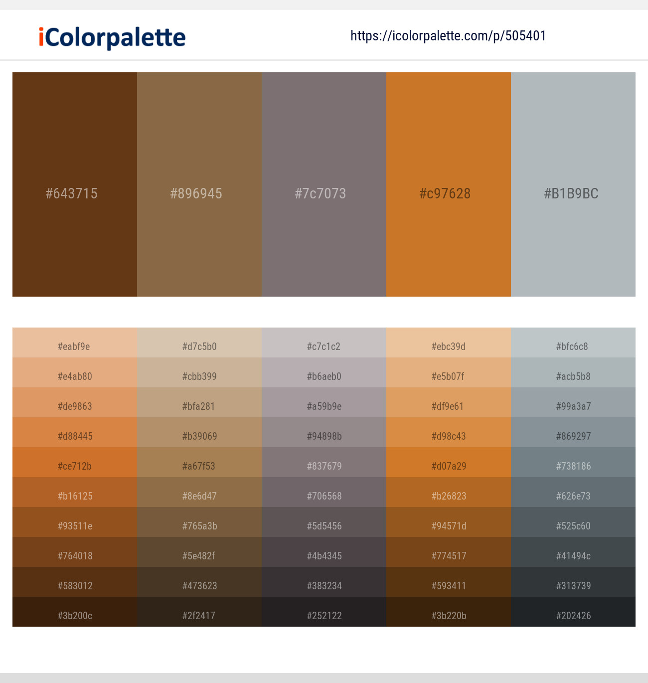 Jambalaya – Spicy Mix – Empress – Brandy Punch – Silver Sand Color scheme