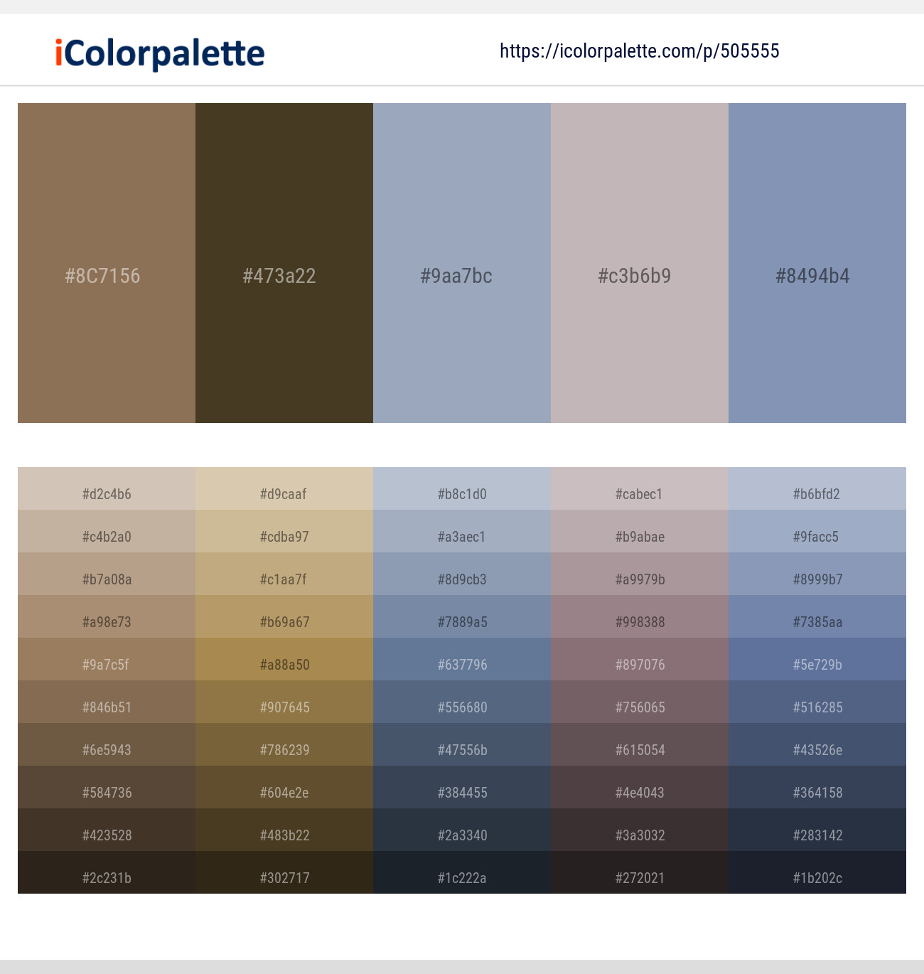 Beaver – Lisbon Brown – Gull Gray – Pink Swan – Bali Hai Color scheme