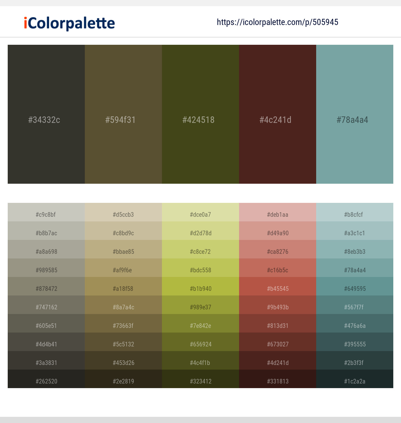 Dune – Millbrook – Thatch Green – Cocoa Bean – Gumbo Color scheme