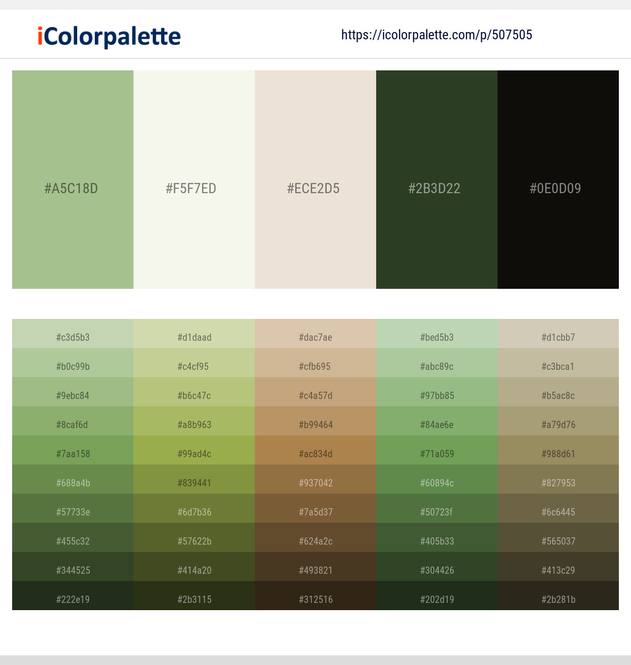 Swamp Green – Ecru White – Bizarre – Green Kelp – Rangoon Green Color scheme