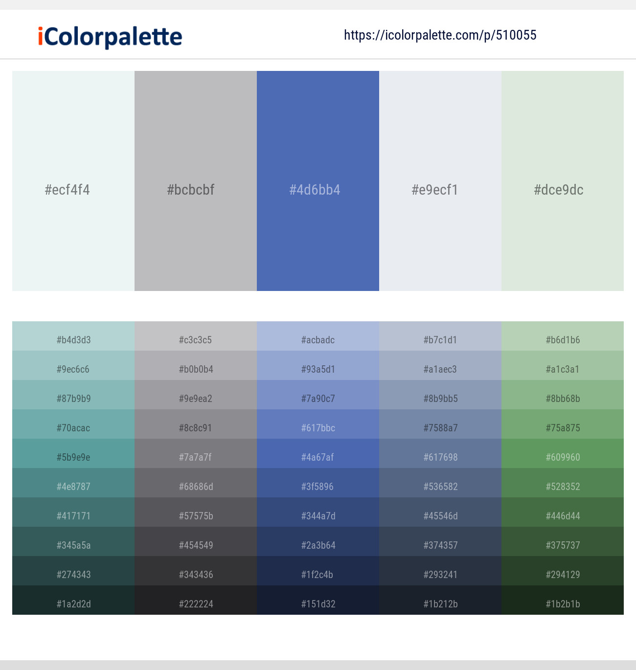 Aqua Haze – French Gray – San Marino – Athens Gray – Surf Crest Color scheme