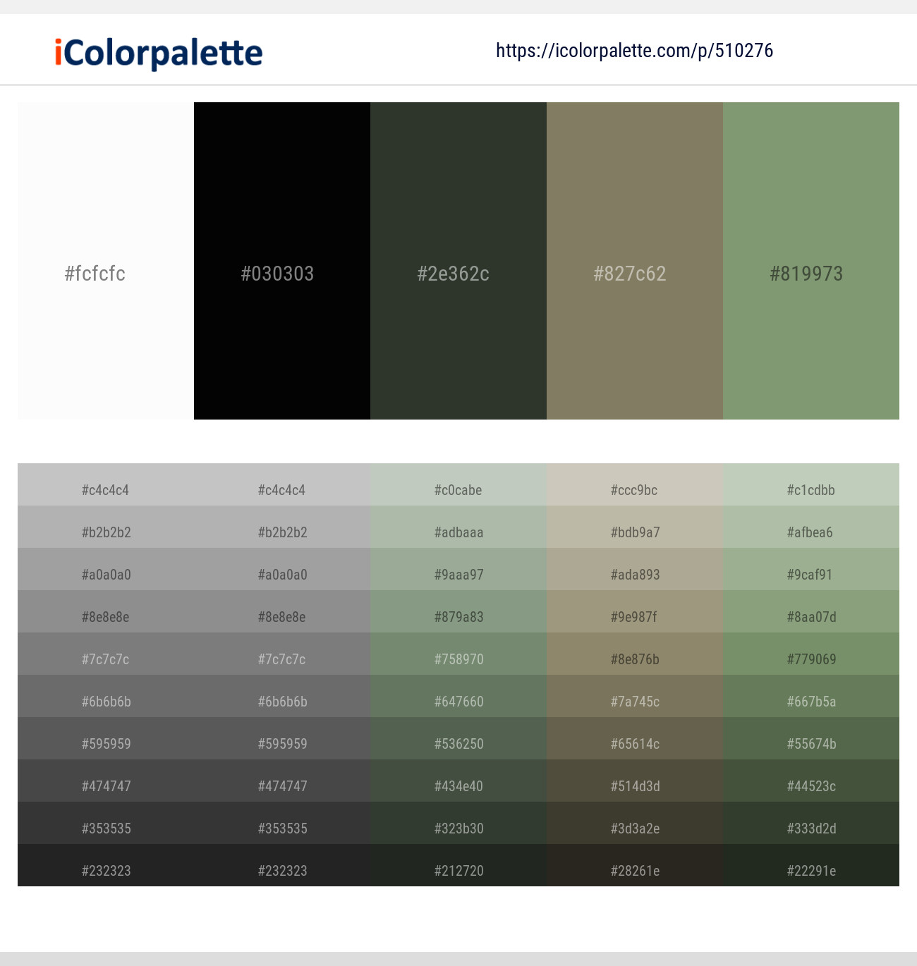 510276Alabaster – Black – Heavy Metal – Clay Creek – Battleship Gray Color scheme