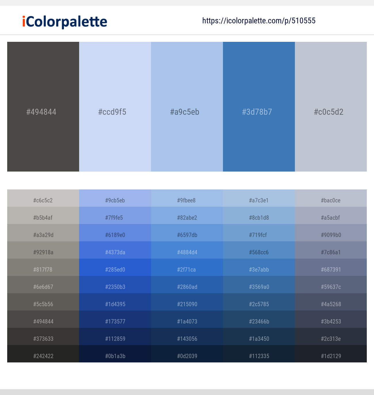 Fuscous Gray – Moon Raker – Spindle – Steel Blue – Ghost Color scheme