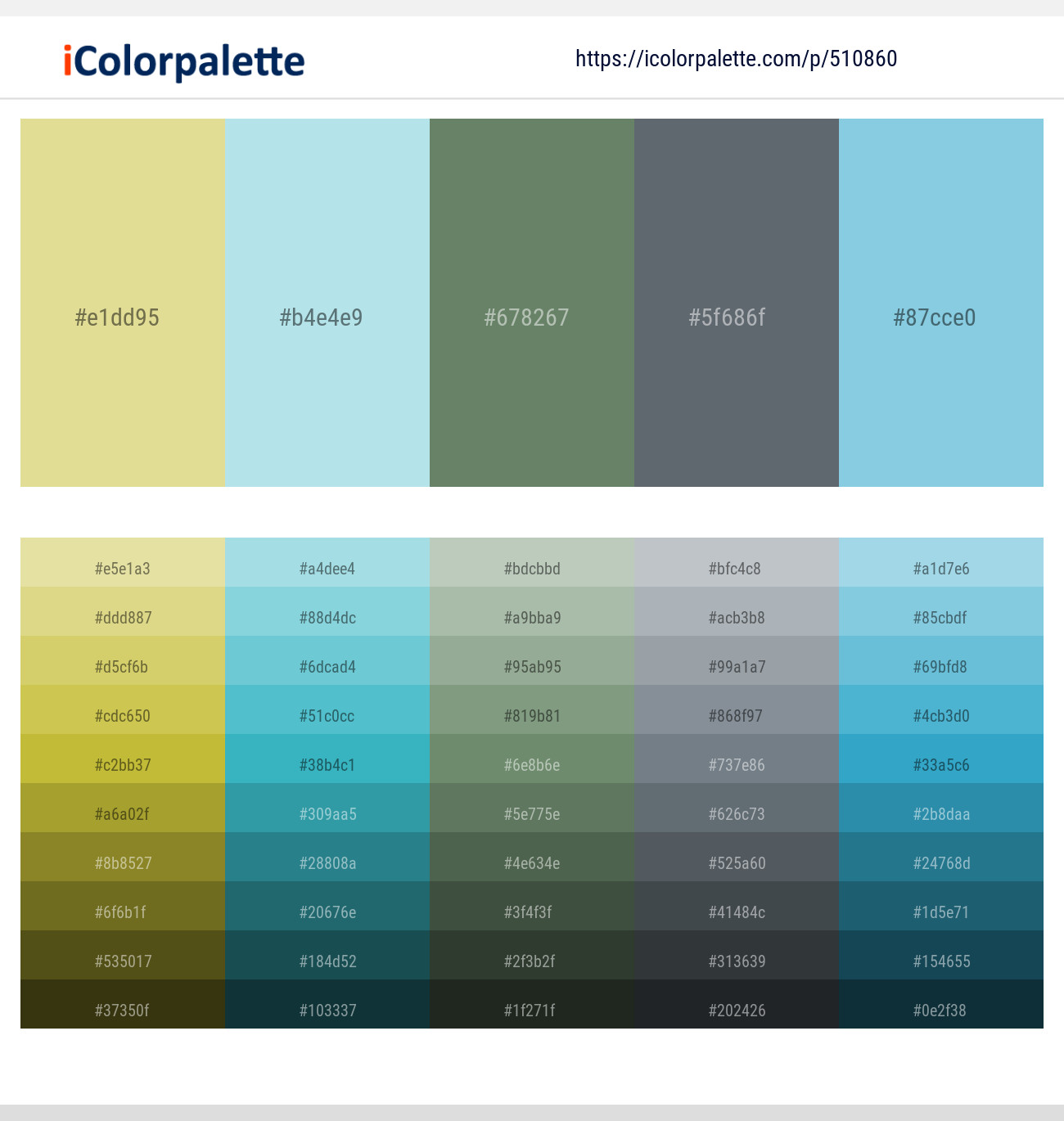 Zombie – Powder Blue – Glade Green – Nevada – Cornflower Color scheme