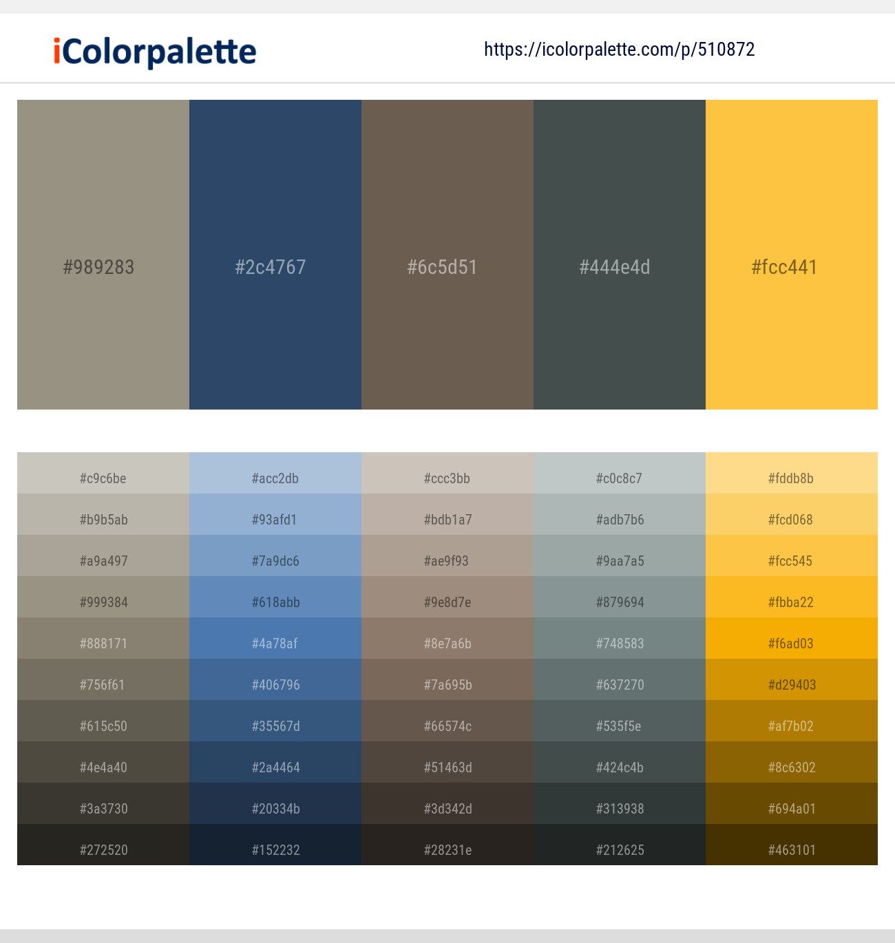 Pale Oyster – San Juan – Pine Cone – Cape Cod – Bright Sun Color scheme