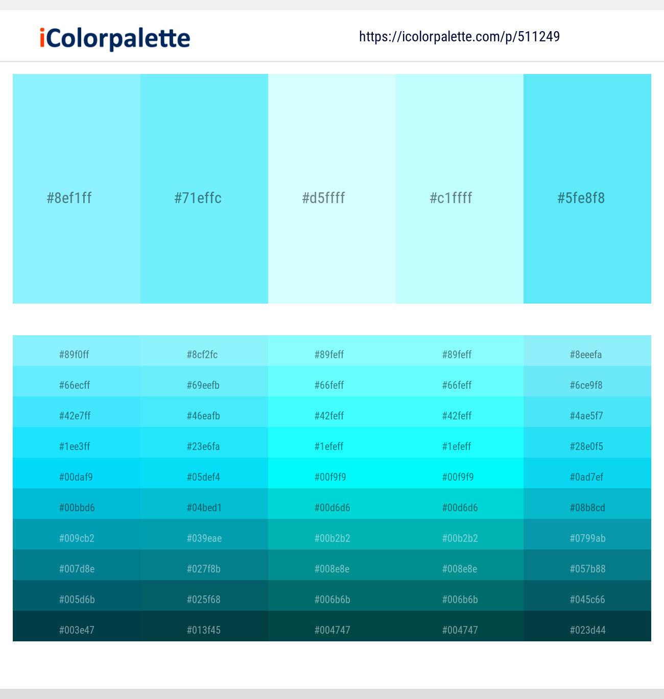 50 Latest Color Schemes with Light Cyan And Light Cyan Color tone  combinations | 2022 | iColorpalette