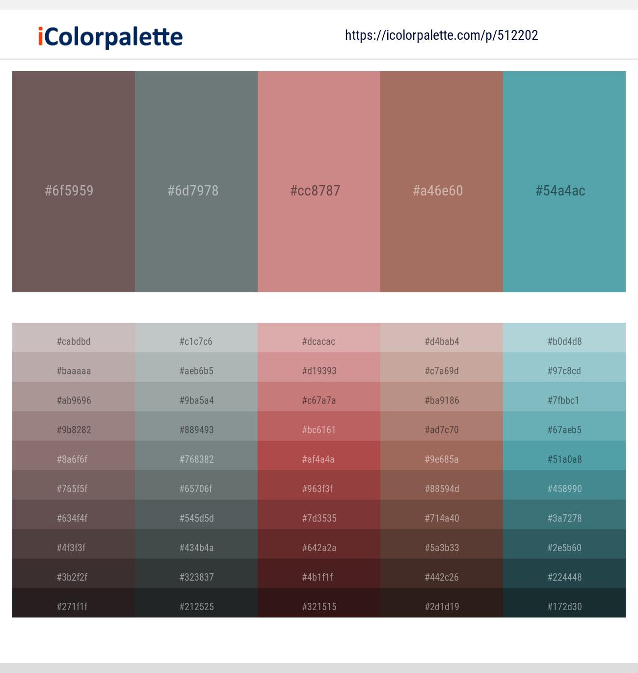 Dorado – Sirocco – Puce – Toast – Hippie Blue Color scheme