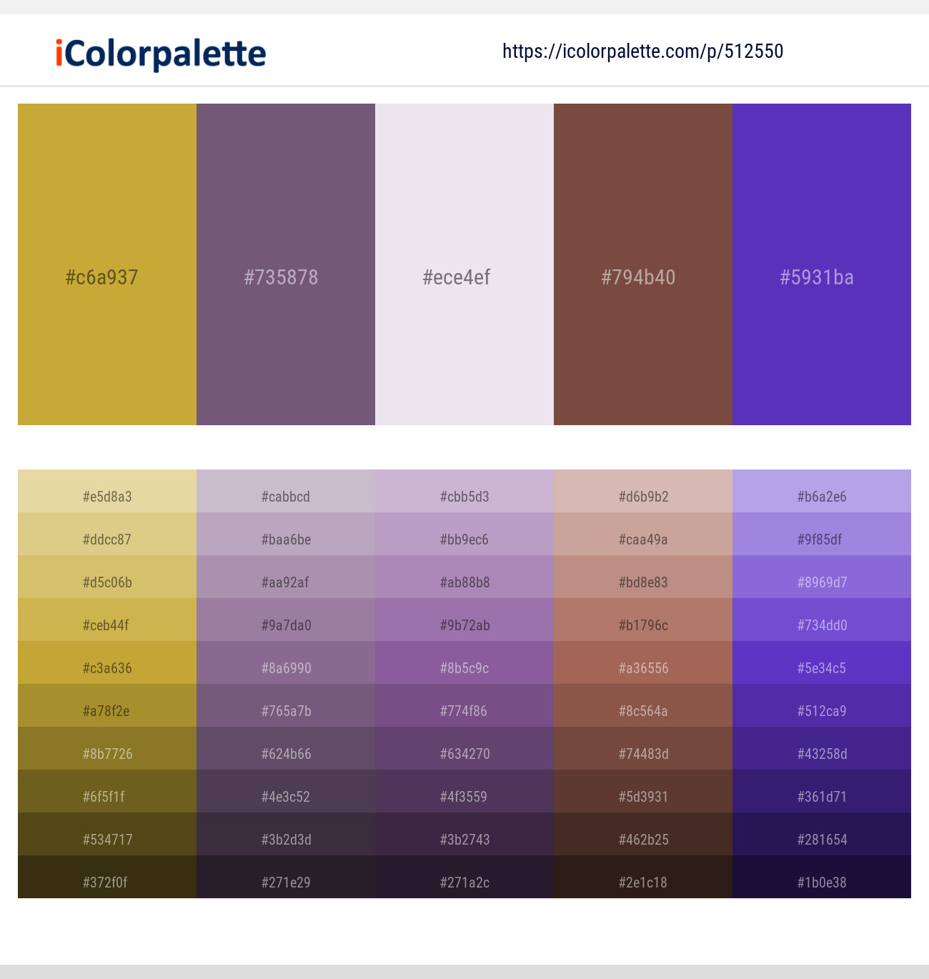 Earls Green – Salt Box – Whisper – Spicy Mix – Purple Heart Color scheme