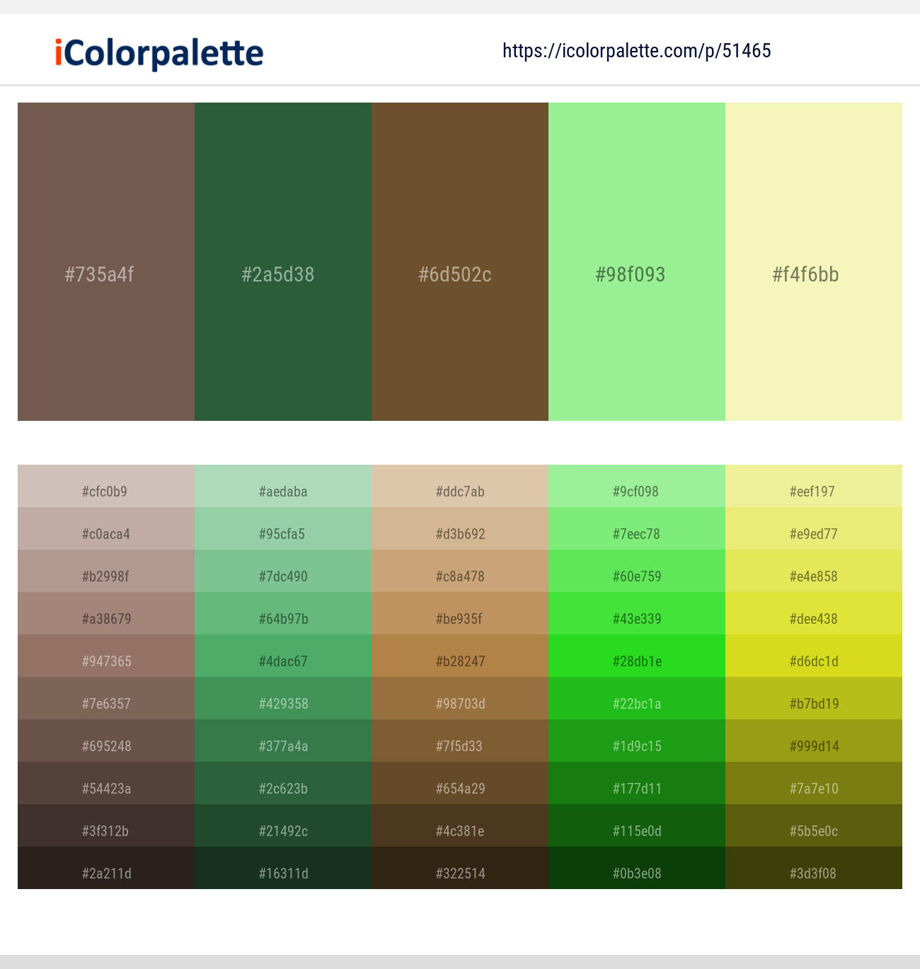 Roman Coffee – Killarney – Old Copper – Sulu – Corn Field Color scheme