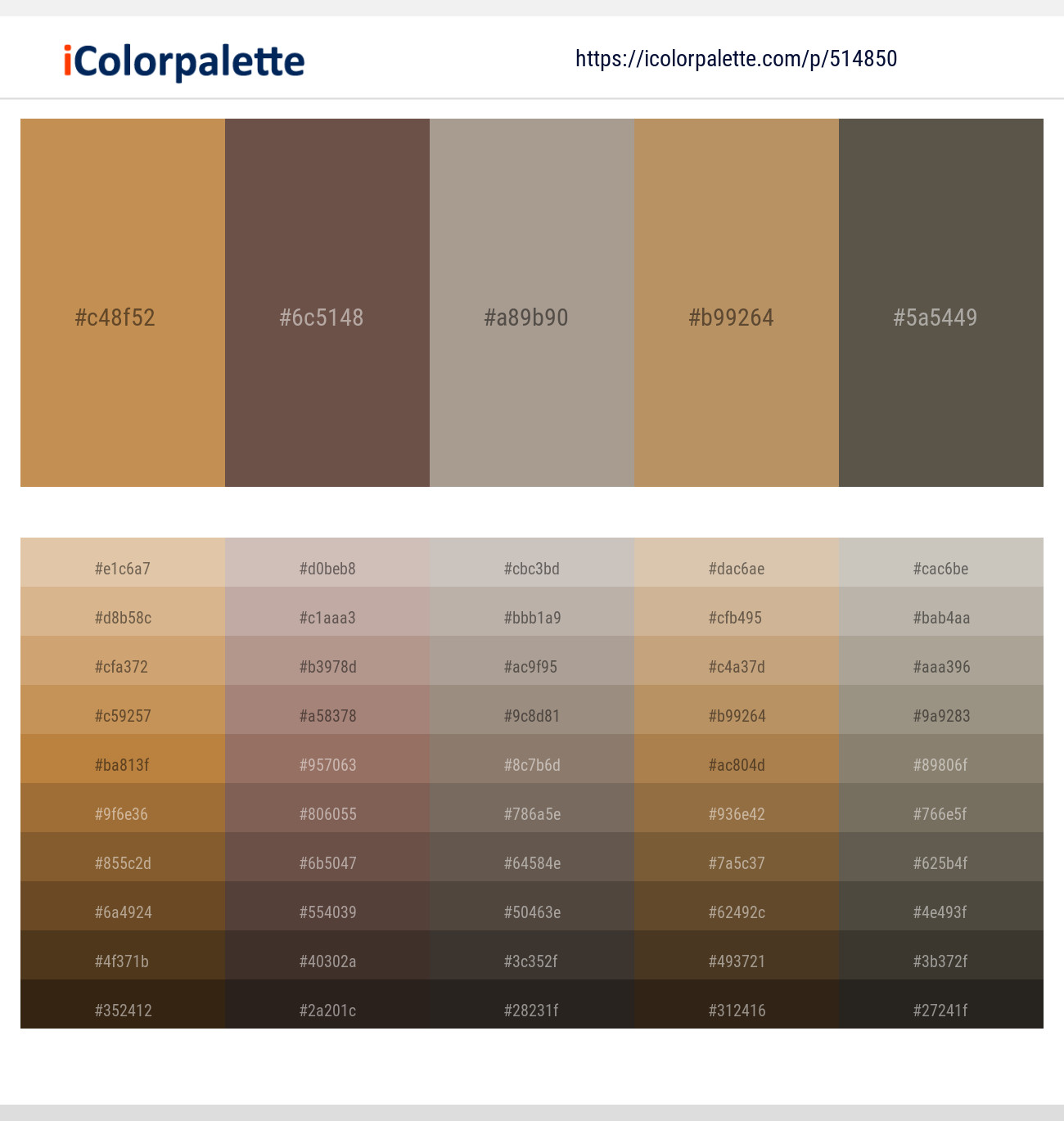 Tussock – Ferra – Zorba – Muddy Waters – Fuscous Gray Color scheme