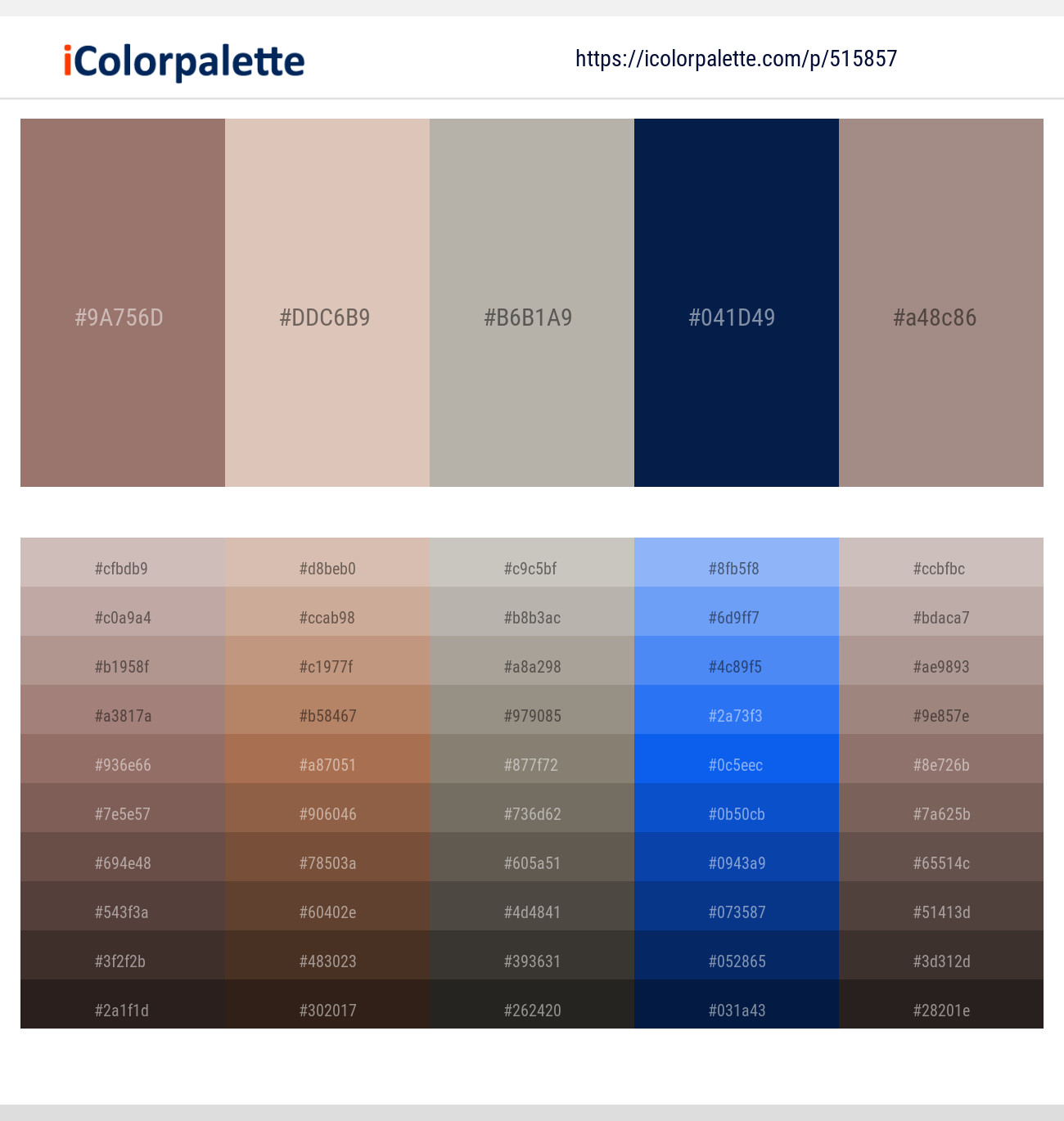 Copper Rose – Bone – Tide – Tangaroa – Pharlap Color scheme