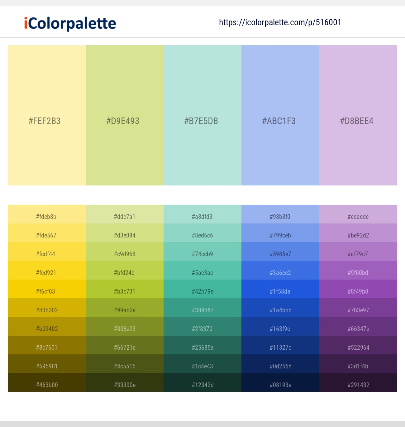 Buttermilk – Zombie – Jagged Ice – Perano – Prelude Color scheme